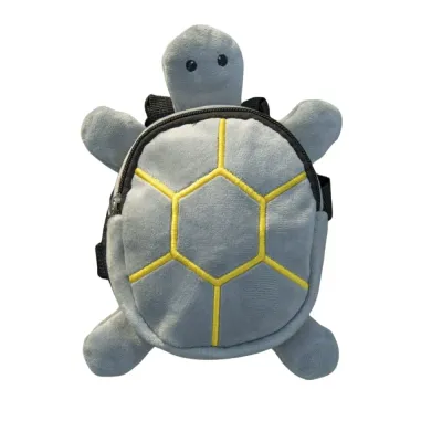 Grey turtle dog backpack harness with adjustable straps and zipper storage pouch for small dogs