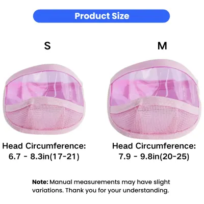 Transparent Cat Eye Mask Size Guide Cat eye protection mask size chart showing S and M sizes for different head circumferences