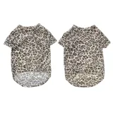 Front and back view of leopard print mesh dog shirt for medium and large breed dogs