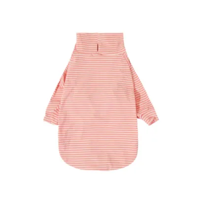 Pink Striped Dog Loungewear for Medium Large Dogs Pink striped dog loungewear with high neck design for medium and large dogs, soft indoor winter dog clothing
