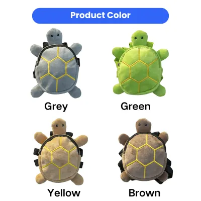 Dog backpack harness available in grey, green, yellow, and brown turtle designs for small pets