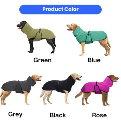 Large Dog Fleece Coat Multiple Color Options Warm fleece dog coat available in green, blue, grey, black and rose colors for large dogs