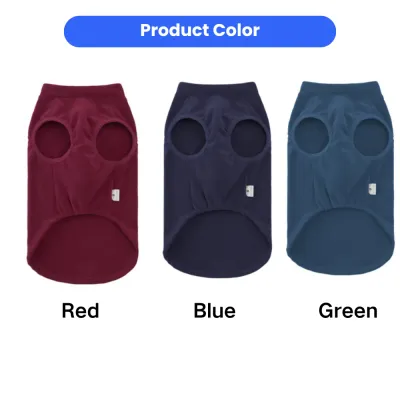Winter Fleece Dog Vest Available in Multiple Colors Sleeveless fleece dog vest available in red blue and green colors for large breed dogs