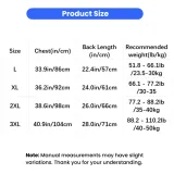Size chart for large dog cooling mesh vest available in L XL 2XL and 3XL sizes