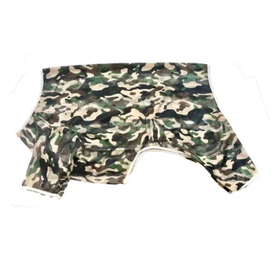 Camouflage Mesh Cooling Suit for Large Breed Dogs Breathable camouflage mesh cooling suit for large dogs with lightweight four-leg design for summer outdoor protection