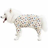 Large breed dog wearing breathable lion print mesh vest for summer cooling and sun protection