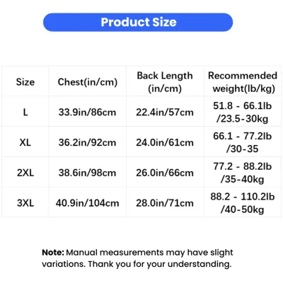 Large Dog Camouflage Mesh Vest Size Chart Size chart for camouflage mesh cooling suit for large breed dogs