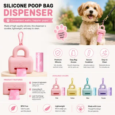 Silicone Dog Poop Bag Dispenser for Daily Dog Walking Silicone Dog Poop Bag Dispenser for Daily Dog Walking