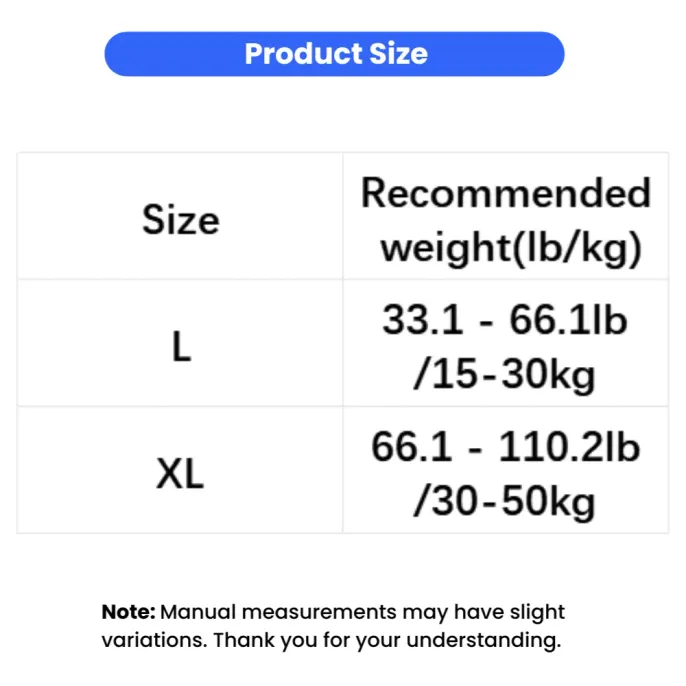 Dog Elbow Brace Size Guide for Large Dogs Dog elbow brace size chart with recommended weight range for large breed dogs
