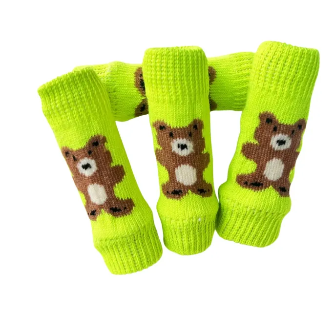 Green Dog Knee Protector Socks for Dogs Green dog leg protection socks made from breathable cotton with bear pattern