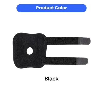 Black dog knee protector with adjustable compression straps for leg support