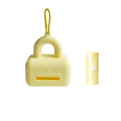 Yellow Silicone Dog Waste Bag Holder with Bag Roll Yellow Silicone Dog Waste Bag Holder with Bag Roll