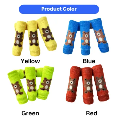 Dog Knee Protector Socks Available in 4 Colors Dog knee protector socks in yellow blue green and red colors for small medium and large dogs