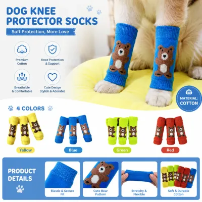 Cotton Dog Knee Protector Socks for Joint Support Cotton dog knee protector socks with breathable fabric elastic fit and knee support protection