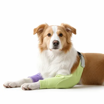 Dog Elbow Protector Sleeve for Large Dogs Large dog wearing anti-chafe dog elbow protector sleeve for joint protection and comfort