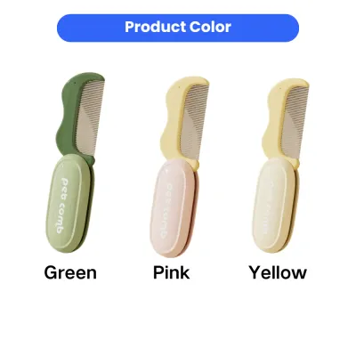 Foldable pet grooming comb available in green pink and yellow colors
