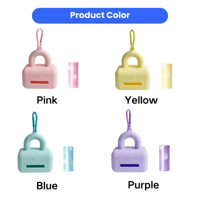 Silicone Dog Poop Bag Dispenser Available in Multiple Colors Silicone dog waste bag dispensers in pink, yellow, blue and purple color options