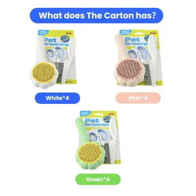 Pet Grooming Set of 3 Cleaning Brush for Dogs and Cats , 3 Colors Assorted, 12pc