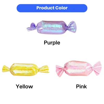 Crinkle Catnip Candy Toy Color Options Purple, yellow and pink crinkle paper catnip toy colors available for cats