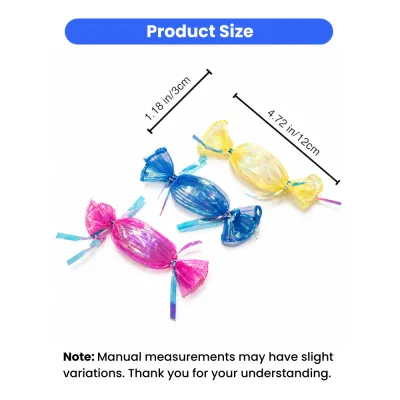 Dimensions of self-bling catnip candy toy measuring 4.72 inches long and 1.18 inches wide