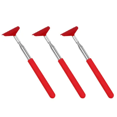 Red retractable cat back scratcher with stainless steel extendable handle