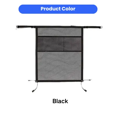Black Car Dog Barrier Net Black mesh dog car barrier net with adjustable straps and storage pockets