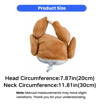 Adjustable Dog Turkey Hat Size Guide Dog turkey hat size chart showing head circumference 7.87in and neck circumference 11.81in