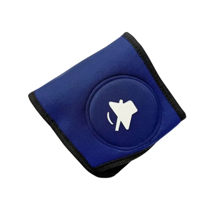 Blue dog noise reduction ear cover with adjustable fit for dogs