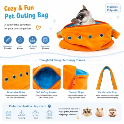 Cozy Small Pet Carrier Bag with Breathable Design Detailed features of small pet carrier bag including breathable holes, soft plush lining, smooth zipper, and comfortable strap