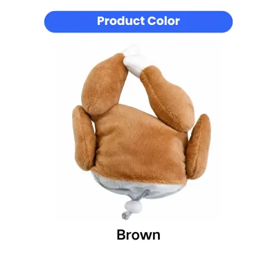 Brown Plush Turkey Hat for Dogs Thanksgiving Outfit Brown turkey-shaped dog hat made of soft polyester plush for Thanksgiving celebrations