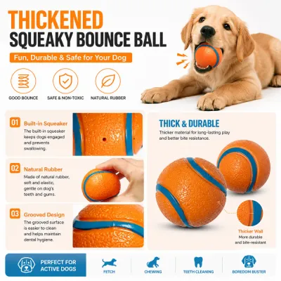 Thickened Natural Rubber Squeaky Dog Ball Durable natural rubber squeaky dog ball with thick wall construction for chewing and fetch games