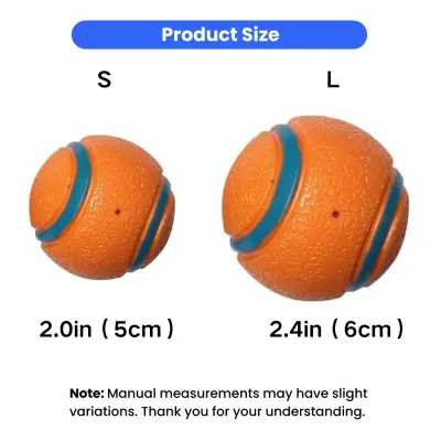 Squeaky Dog Ball Toy Size Guide Small and large squeaky rubber dog balls available in 2 inch and 2.4 inch sizes