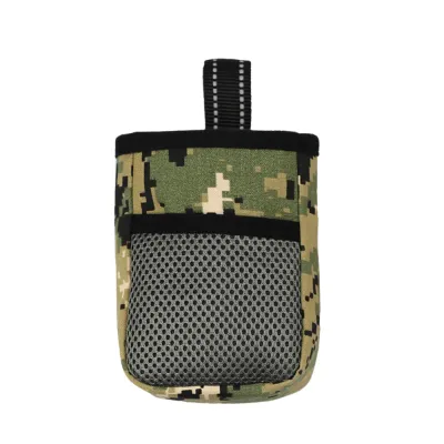 Green Dog Walking Treat Pouch with Mesh Pocket Green dog walking treat pouch with breathable mesh front pocket and hanging strap for leash or backpack attachment