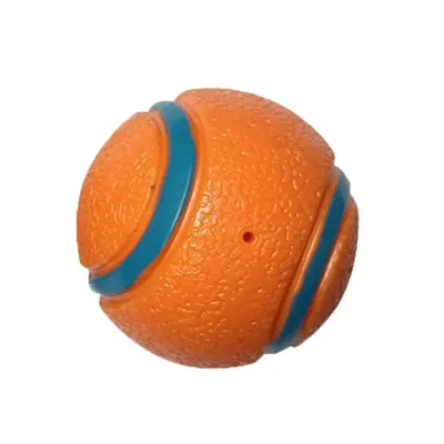 Rubber Squeaky Dog Ball Toy for Aggressive Chewers Orange rubber squeaky dog ball toy with textured surface for chewing, fetching and interactive play