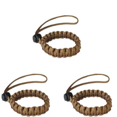 Brown adjustable paracord pet anti-loss wrist leash for dog walking and outdoor use