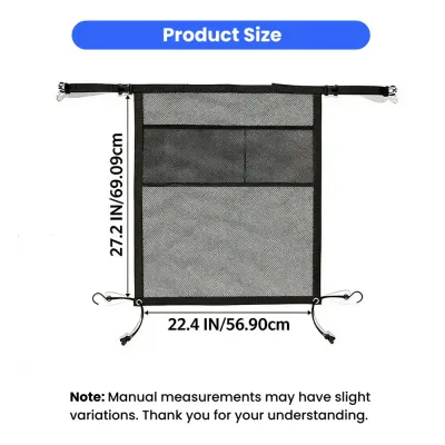 Car Dog Barrier Net Dimensions 22.4 x 27.2 Inches Car dog barrier net size guide showing 22.4 x 27.2 inch dimensions for vehicle installation