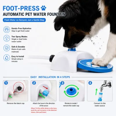 Automatic Pet Water Fountain Installation Guide Foot press automatic pet water fountain setup instructions and installation steps