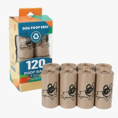 Wholesale Dog Poop Bags Bulk 120 Count Coffee Color Bulk dog poop bags with 8 rolls and 120 bags for pet stores retailers and distributors