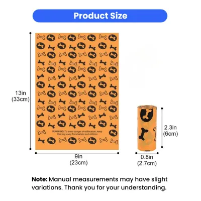 Dog Poop Bag Roll Size and Dimensions Eco-friendly dog waste bag dimensions 13 x 9 inches with compact roll size