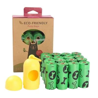Green Dog Waste Bags with Dispenser Wholesale Pet Supplies Green dog waste bags with portable dispenser and eco-friendly packaging for pet stores and distributors