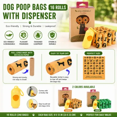 Eco-Friendly Dog Poop Bags with Dispenser Leakproof and Durable Leakproof dog poop bags with dispenser featuring eco-friendly material, easy tear design and durable construction