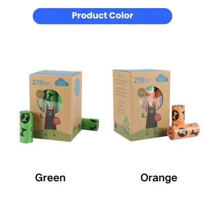 Dog Poop Bags Color Options Green and Orange Dog poop bags available in green and orange colors, 18 roll pet waste bag value pack