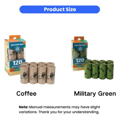Wholesale Biodegradable Dog Poop Bags 8 Rolls Coffee & Military Green Colors Biodegradable dog poop bags with 8 rolls in coffee and military green colors, eco-friendly pet waste bags for dog walking and pet stores