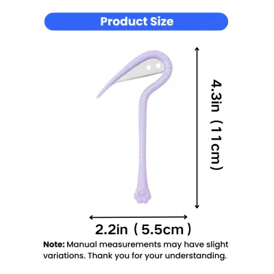 Pet Dematting Knife Size and Dimensions Compact pet dematting knife measuring 4.3 inches by 2.2 inches for easy pet grooming and mat removal.