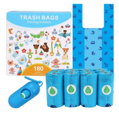 Biodegradable Dog Poop Bags with Dispenser 12 Rolls Bulk Pack 12-roll biodegradable dog poop bags with dispenser and leak-proof T-shirt trash bags for pet waste cleanup