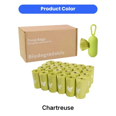 Chartreuse Biodegradable Dog Poop Bags with Dispenser chartreuse biodegradable dog poop bags with dispenser made from corn starch material
