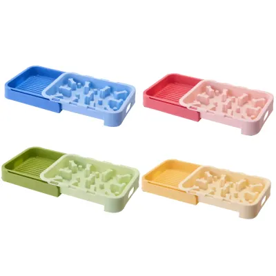 Dry & Wet Separation Slow Feeder Bowl Multiple Colors Dry and wet separation slow feeder bowl available in blue pink green and orange colors for cats and dogs