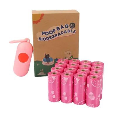 Biodegradable Dog Poop Bags with Dispenser 16 Rolls Pink | Pet Waste Bags Wholesale Pink biodegradable dog poop bags with dispenser, 16 rolls pet waste bags for dog walking and outdoor cleanup
