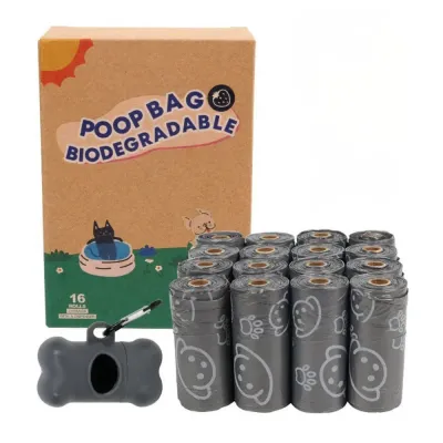 16 rolls biodegradable dog poop bags with dispenser, bulk dog waste bags for pet stores