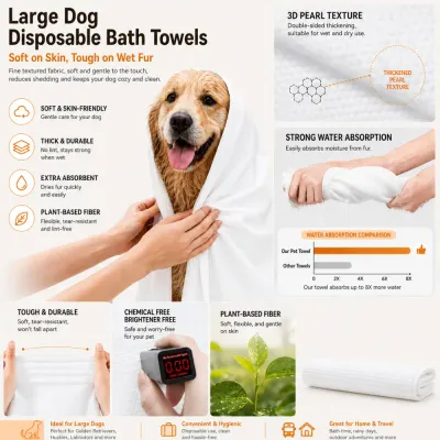 Absorbent Disposable Dog Bath Towels for Grooming and Drying Disposable dog bath towel with pearl texture and strong water absorption for wet dogs